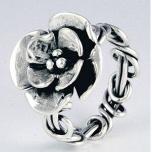 Vintage Sherry Tinsman Dogwood Blossom and Vine Wrapped Ring, Size 7.5